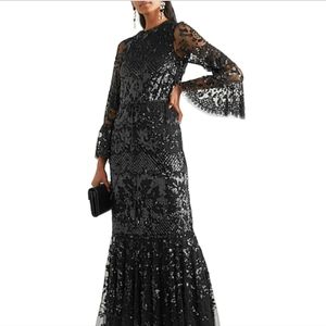 Black needle and thread gown size